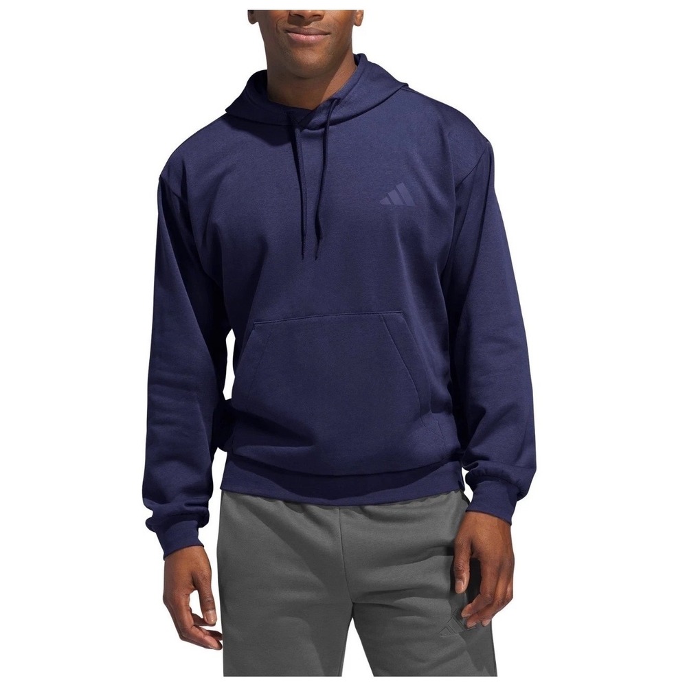 Adidas‎ Mens Hoodie Dark Blue Tonal Logo Pullover Sweatshirt 2XL Kangaroo Pocket